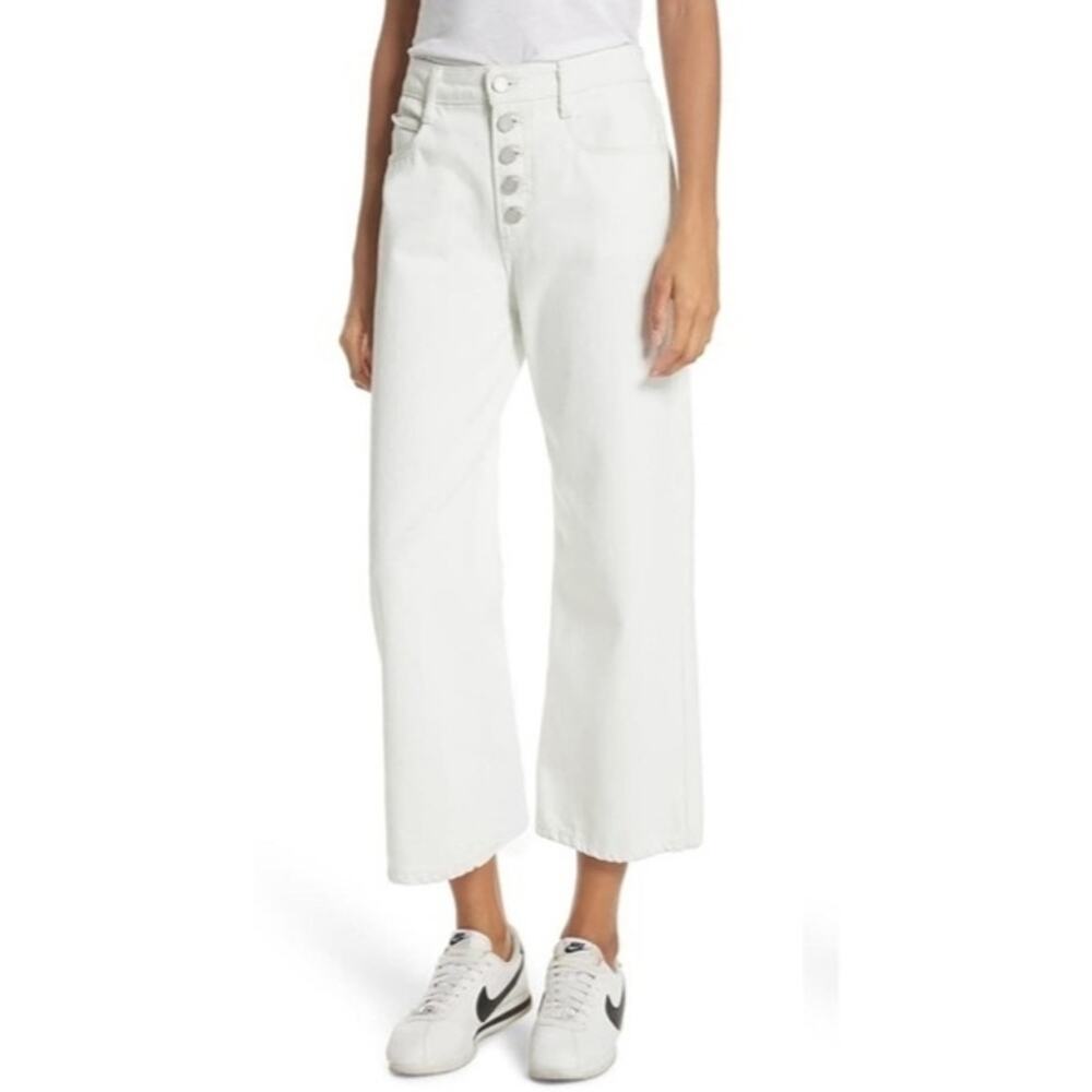 A.L.C. Montag cropped wide straight leg twill jeans in almost white Size 14 NEW - Picture 3 of 11